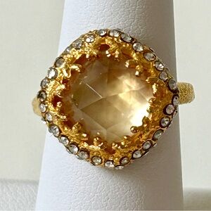 Alexis Bittar Crystal Emblished Gold and Silver  Ring with Gemstone